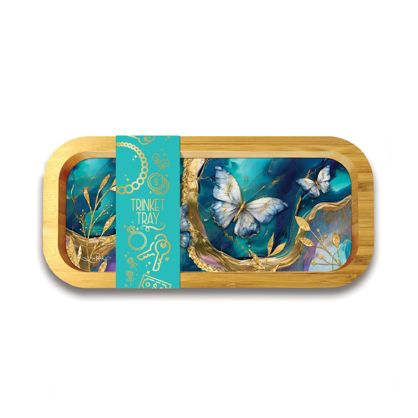 Bamboo Trinket Tray - Tranquil Butterflies