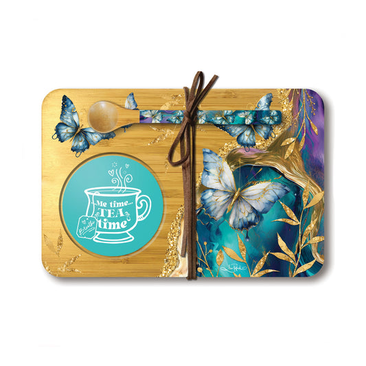 Bamboo Tea Time Tray - Tranquil Butterflies