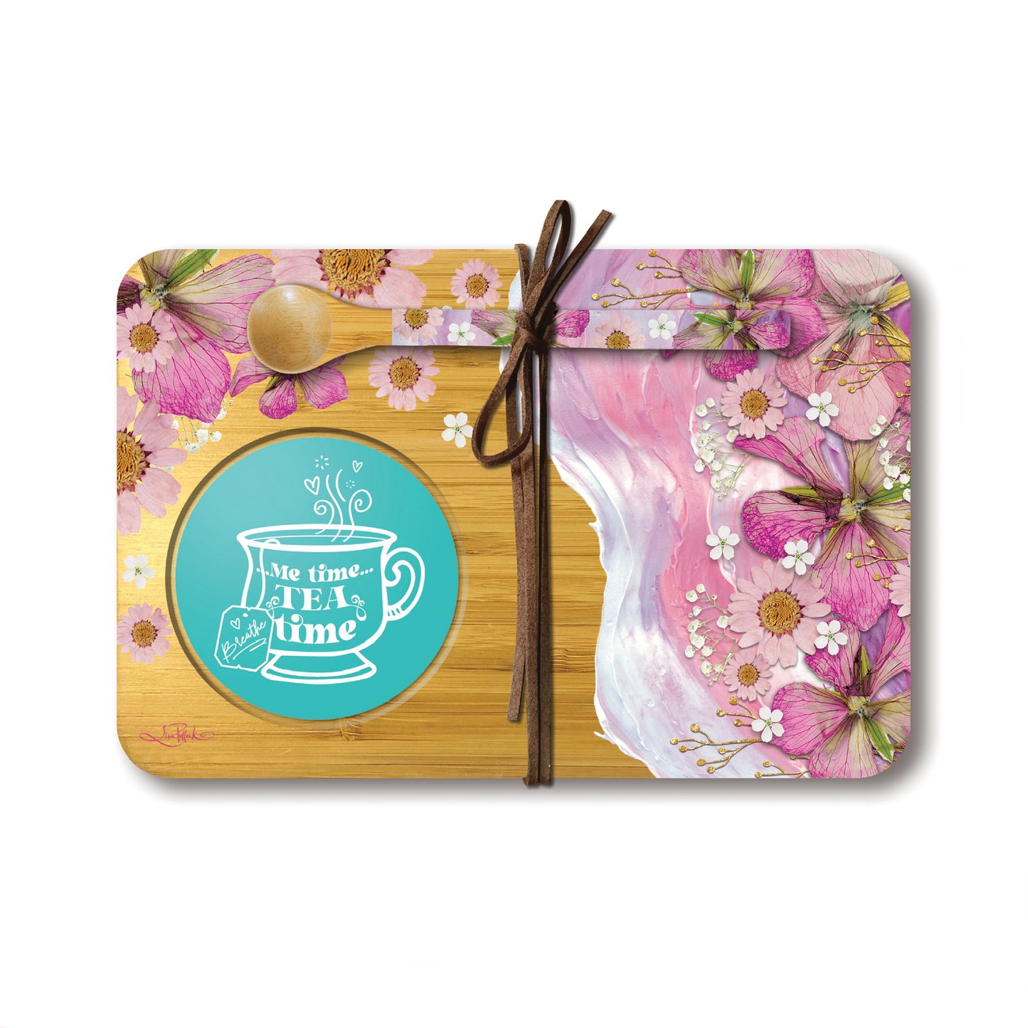 Bamboo Tea Time Tray - Pressed Petals