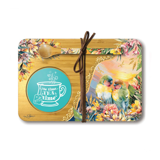 Bamboo Tea Time Tray - Sunset Lovebirds