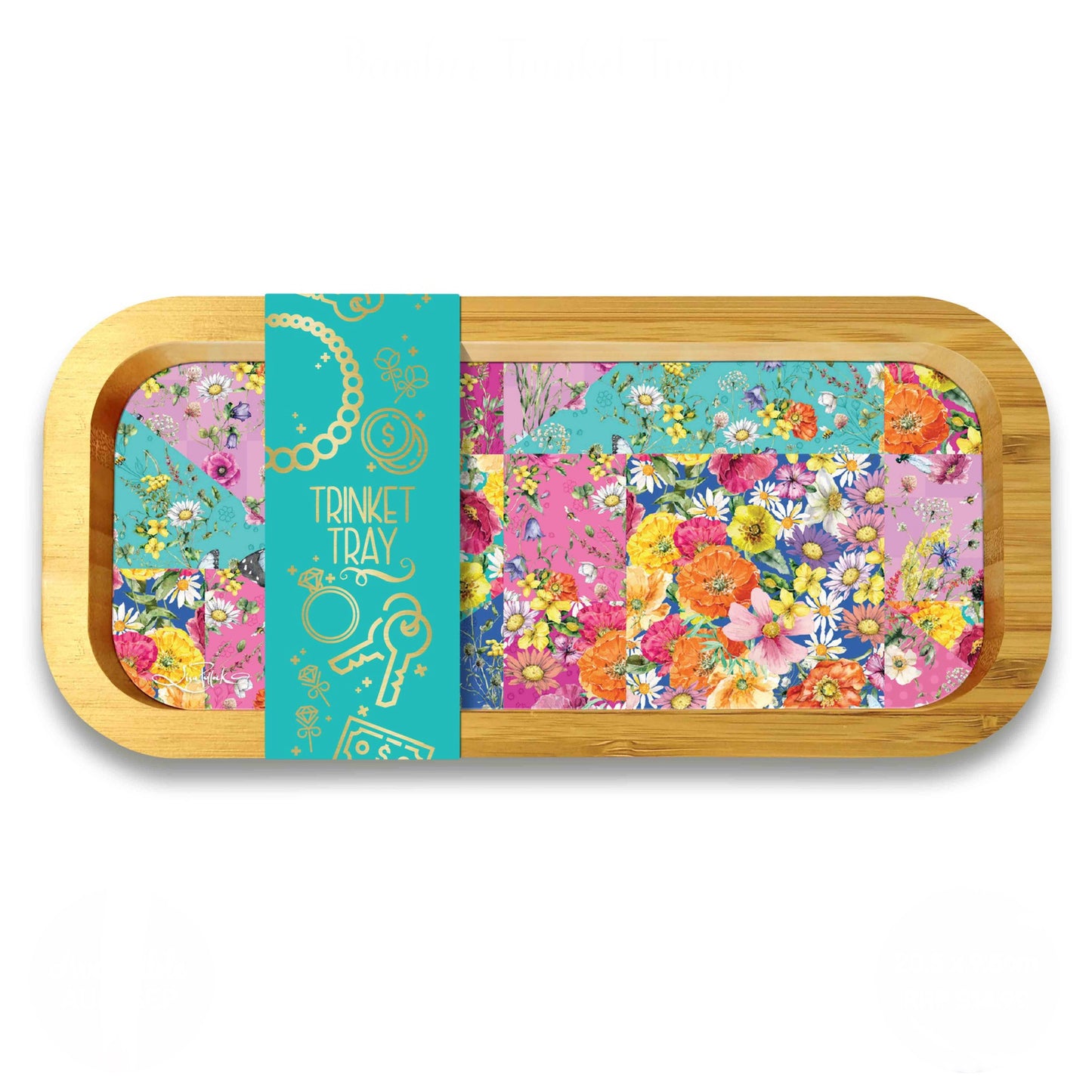 Bamboo Trinket Tray - Wildflower Patch