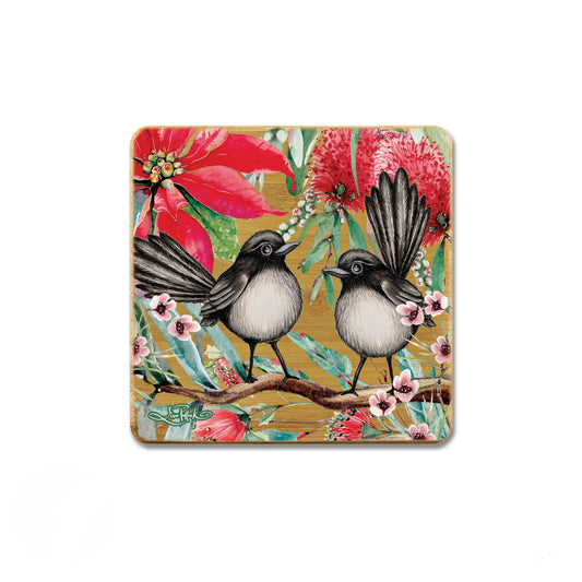 Bamboo Coasters Set of 4 - Willy Wagtails