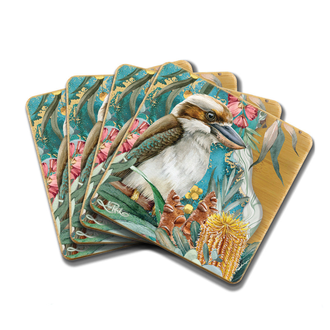 Bamboo Coasters Set of 4 - Bush Guardian (Gold)