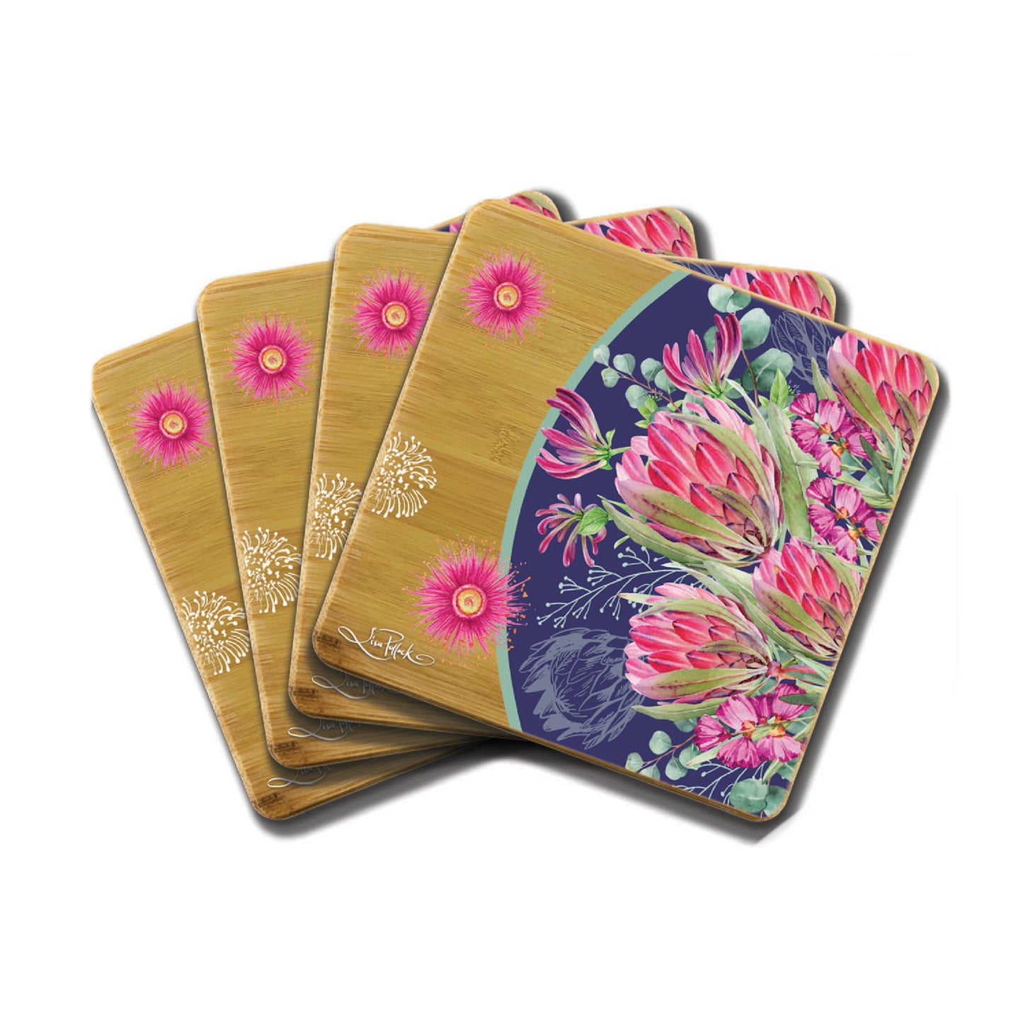 Bamboo Coasters Set of 4 - Blush Beauty