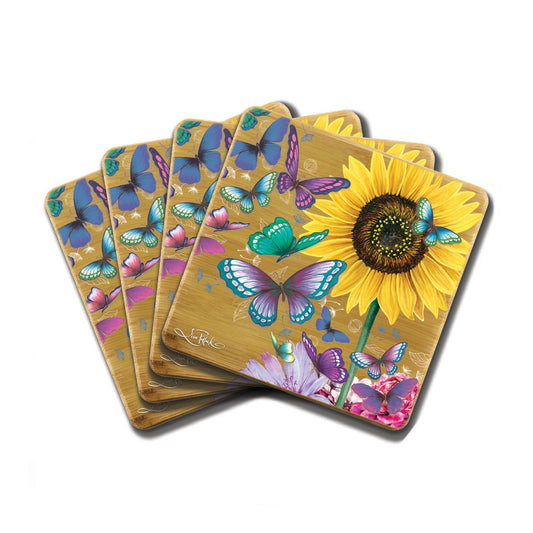 Bamboo Coasters Set of 4 - Sunny Butterflies