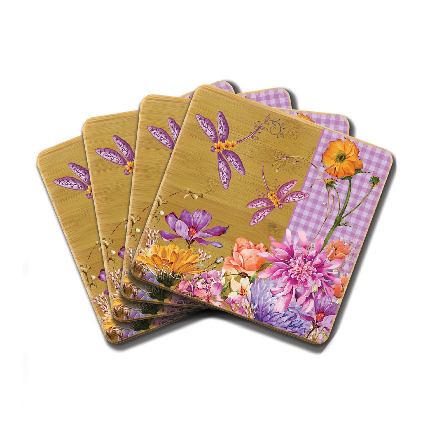 Bamboo Coasters Set of 4 - Dragonfly Fields