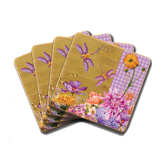 Bamboo Coasters Set of 4 - Dragonfly Fields
