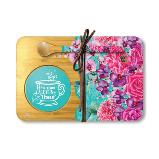 Bamboo Tea Time Tray - Rose Bouquet