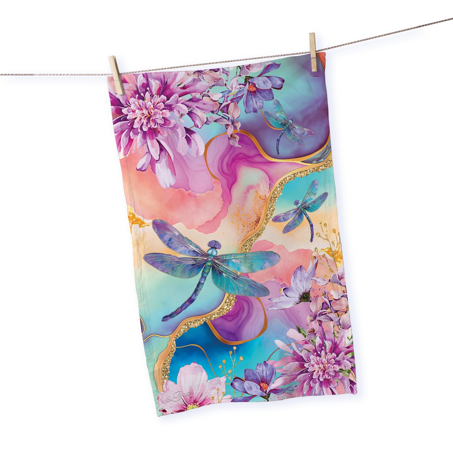 Cotton Tea Towel - Delightful Dragonflies