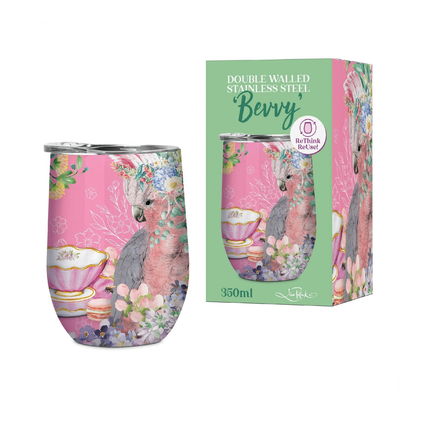 Double Walled Stainless Steel 'Bevvy' Mug (350ml) - Native Bush Tea