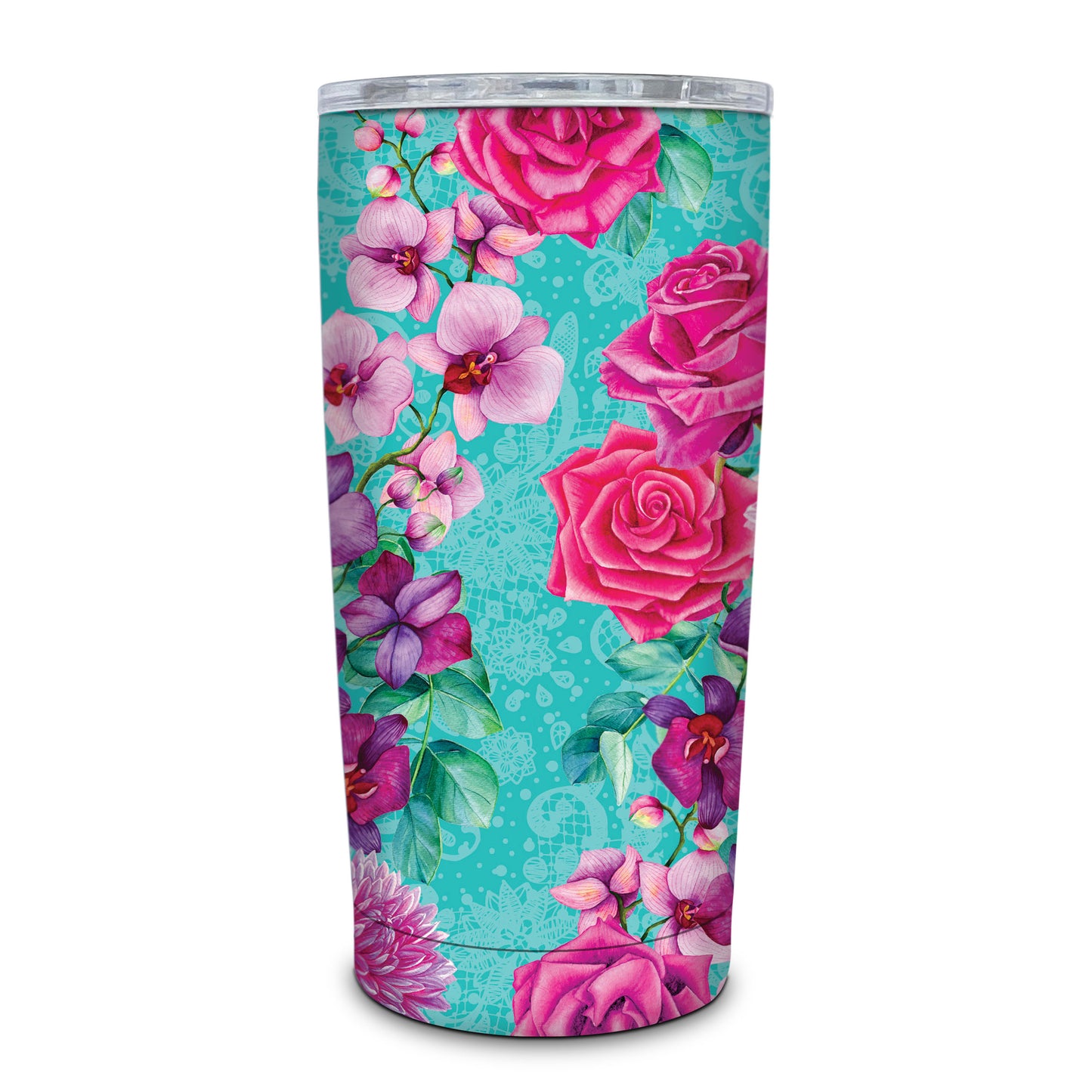 Double Walled Stainless Steel ‘Roadie’ Travel Mug (600ml) - Rose Bouquet