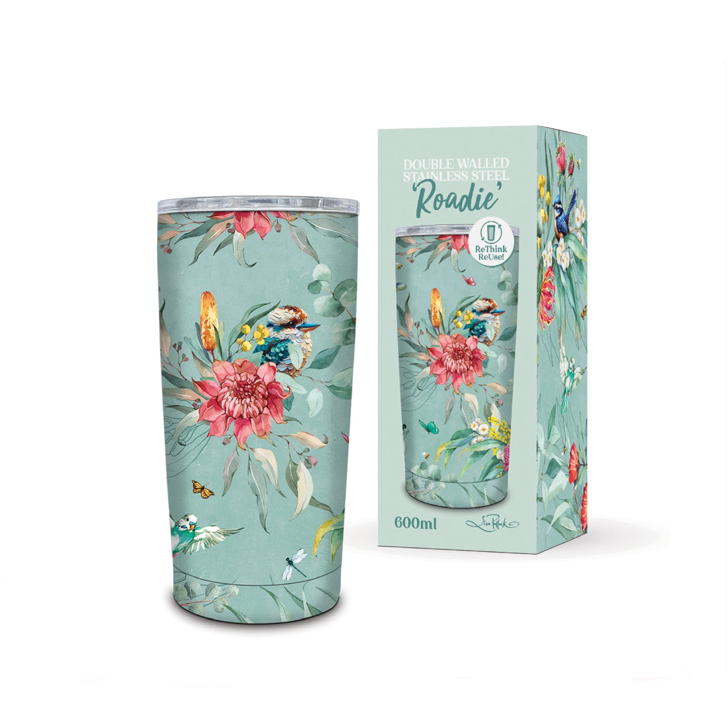 Double Walled Stainless Steel ‘Roadie’ Travel Mug (600ml) - Feathered Friends