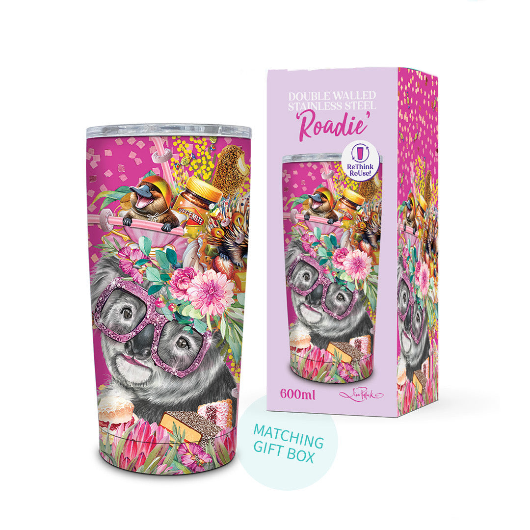 Double Walled Stainless Steel ‘Roadie’ Travel Mug (600ml) - Oz Foodie Koala