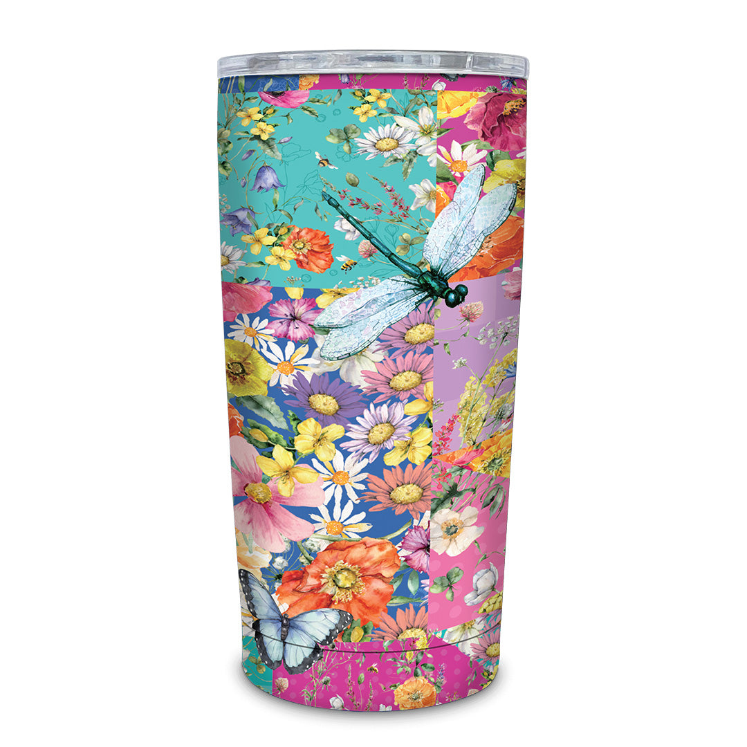 Double Walled Stainless Steel ‘Roadie’ Travel Mug (600ml) - Wildflower Patch