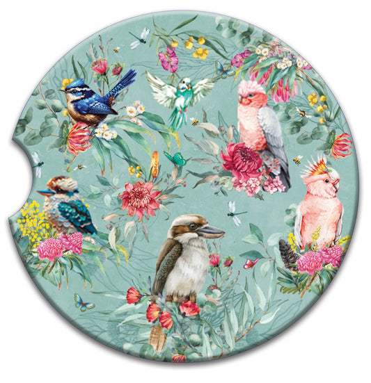 Ceramic Absorbent Car Coaster - Feathered Friends