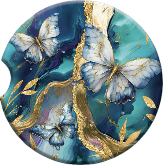 Ceramic Absorbent Car Coaster - Tranquil Butterflies