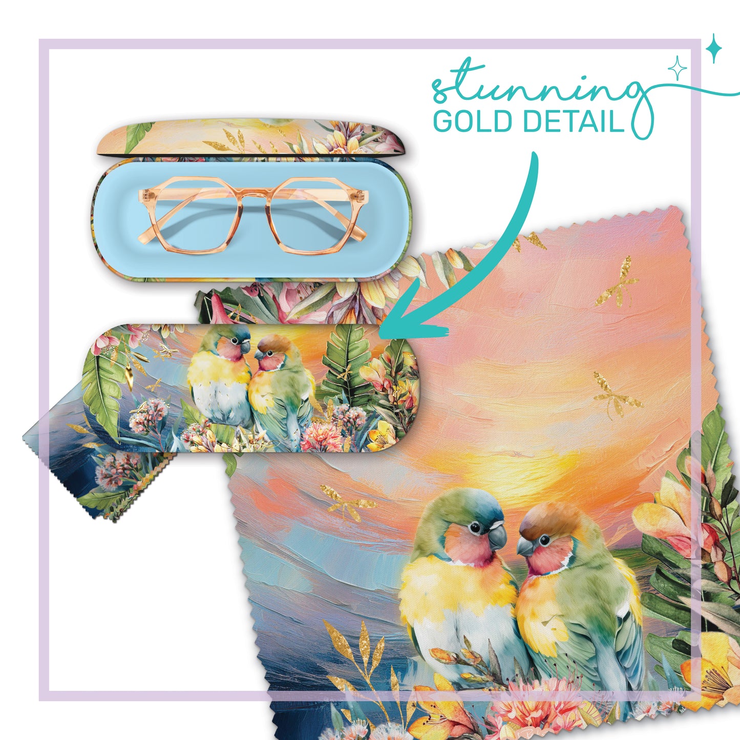 Glasses Case - Sunset Lovebirds
