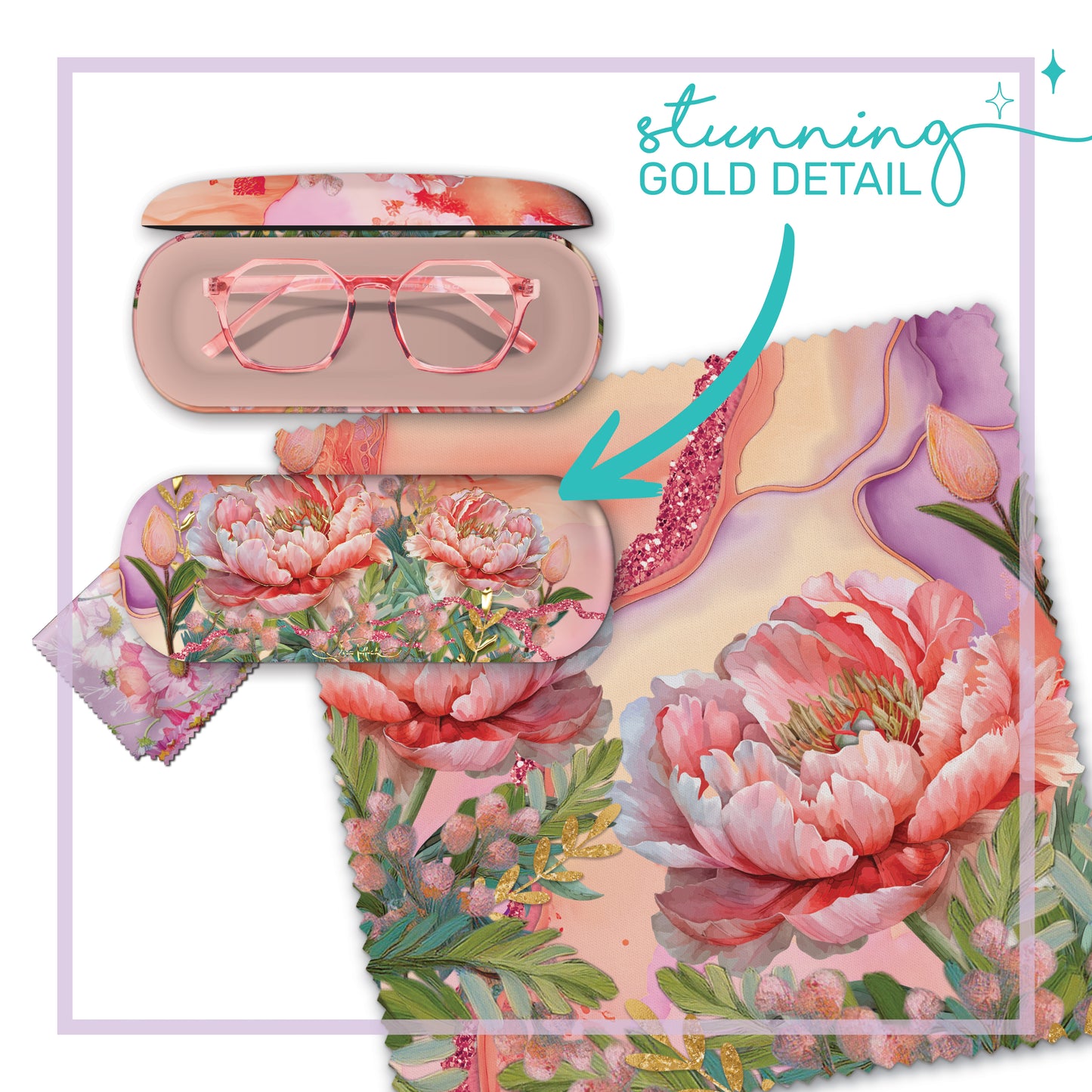 Glasses Case - Coral Peony