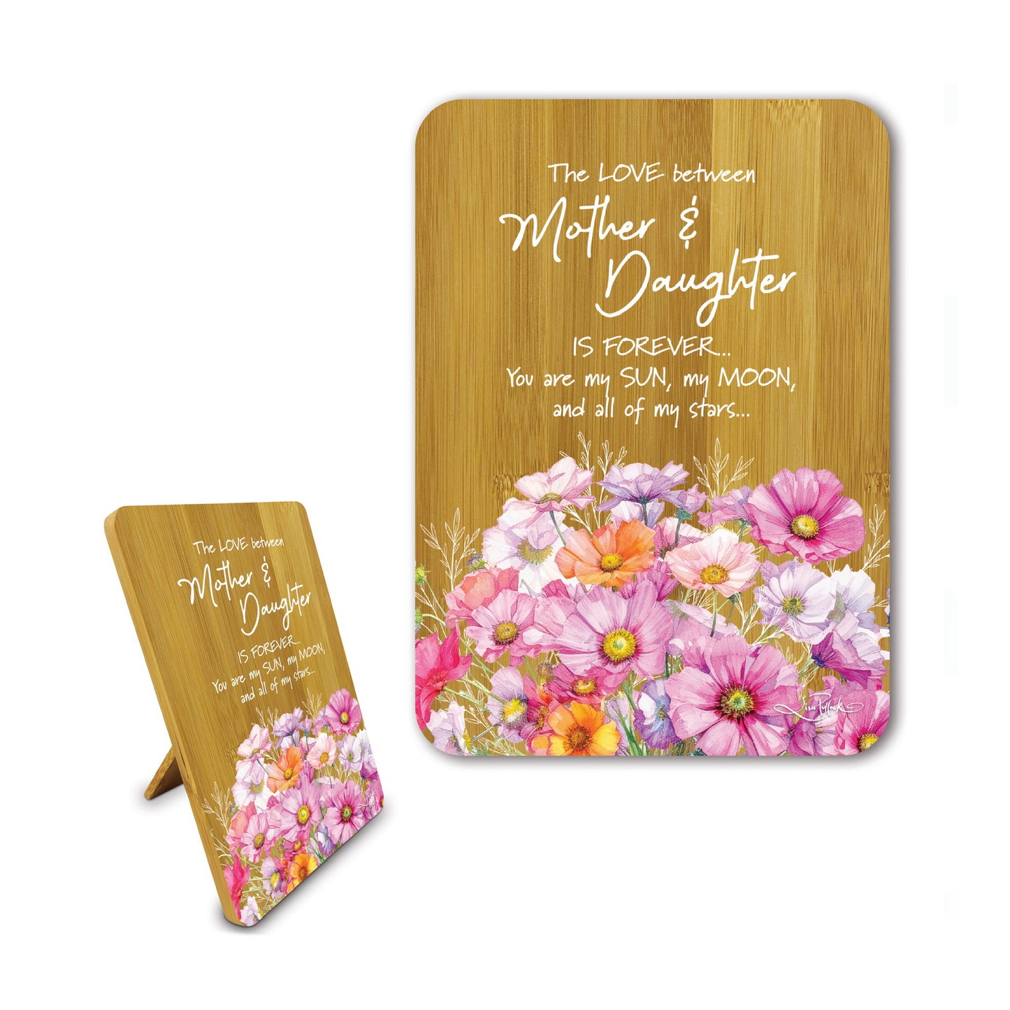Bamboo Affirmation Plaque - Mother & Daughter (Wistful Wildflowers)