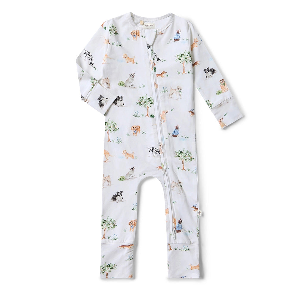 Dog Park Organic Snugglesuit Zip Convertible Romper