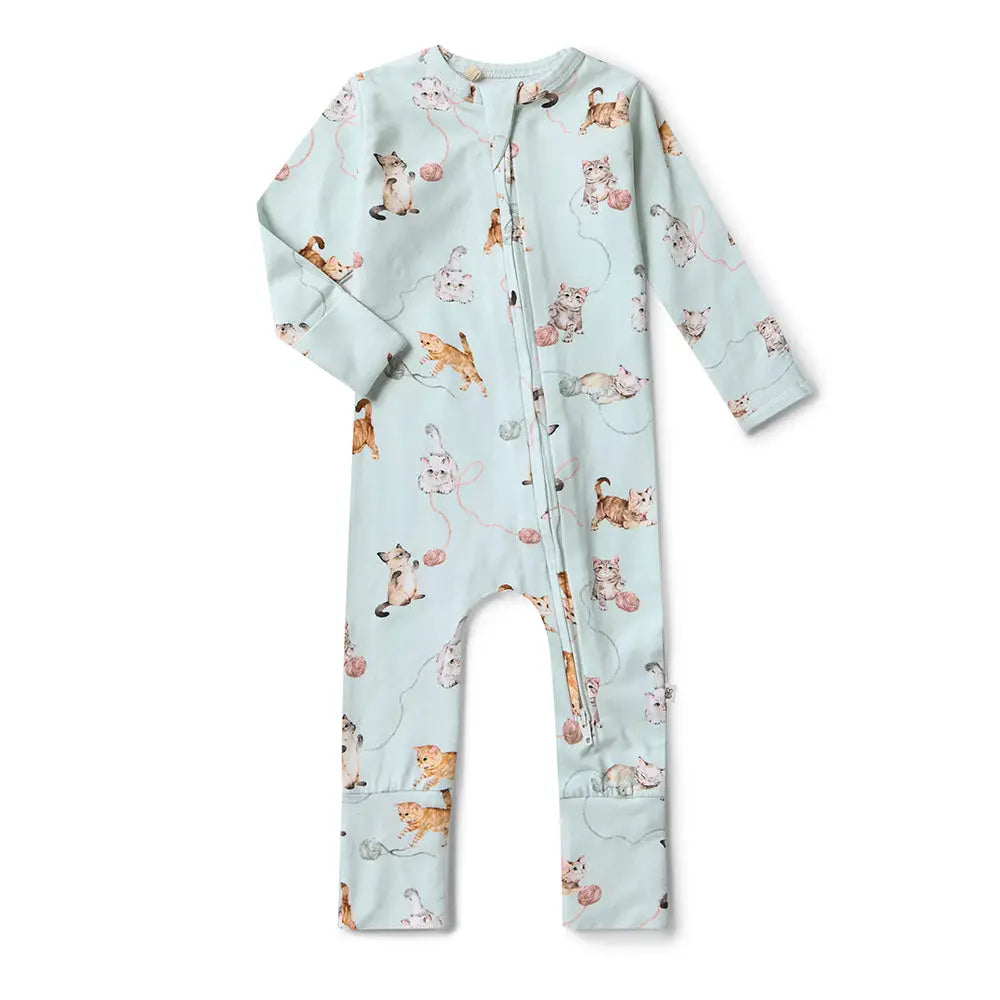 Kittens Organic Snugglesuit Zip Convertible Romper