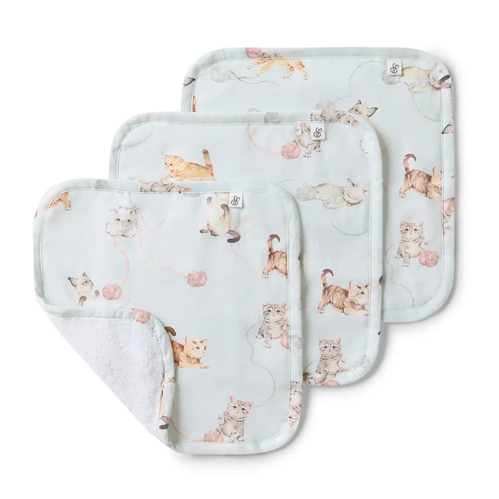 Kittens Organic Wash Cloths - 3 Pack