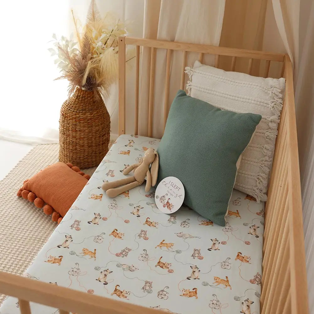 Kittens Organic Fitted Cot Sheet