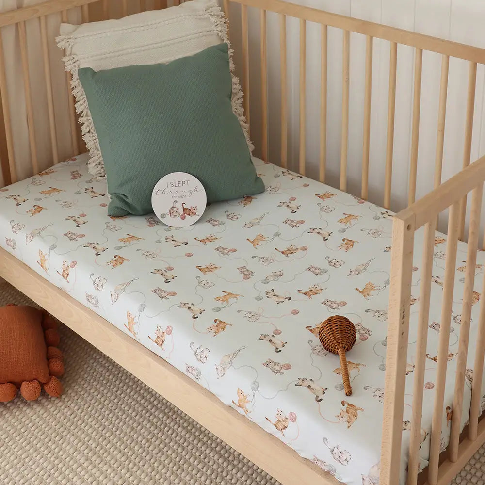 Kittens Organic Fitted Cot Sheet