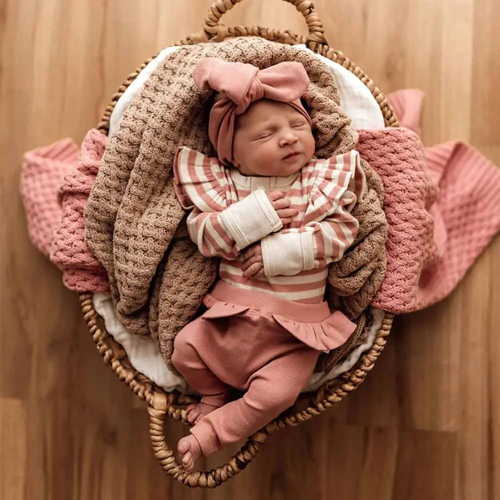 Rosa Diamond Knit Organic Baby Blanket