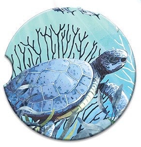 Ceramic Absorbent Car Coaster - Reef Turtle