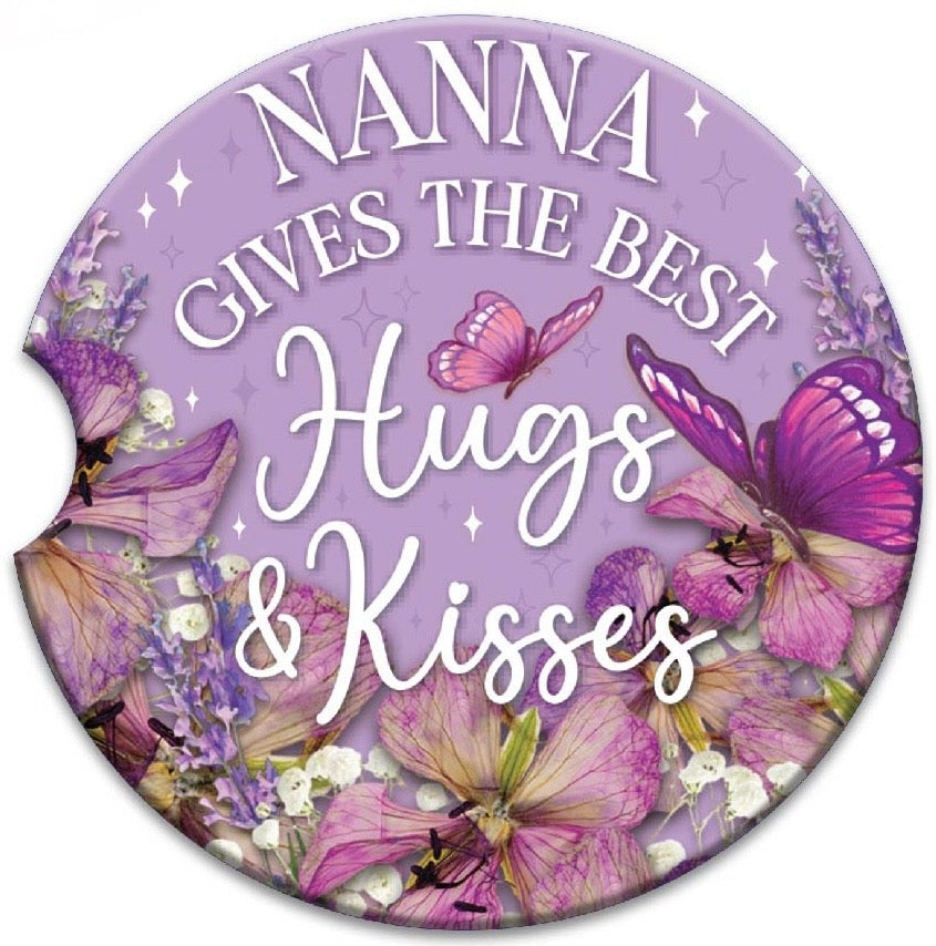 Embossed Ceramic Absorbent Car Coaster - Nanna