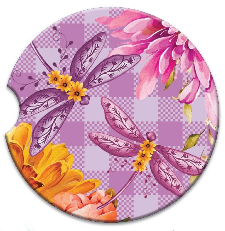 Ceramic Absorbent Car Coaster - Dragonfly Fields