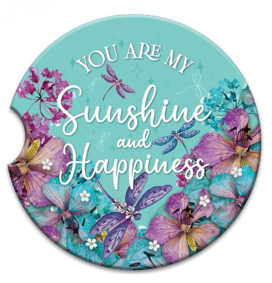 Embossed Ceramic Absorbent Car Coaster - You Are My Sunshine