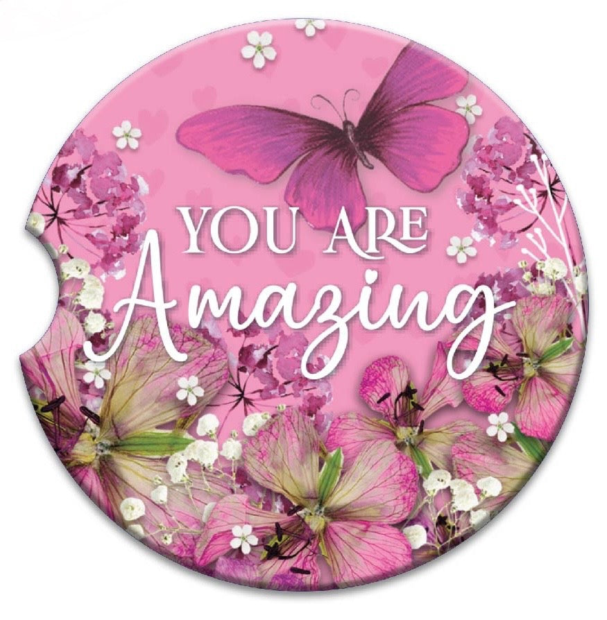 Embossed Ceramic Absorbent Car Coaster - You are Amazing
