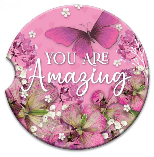 Embossed Ceramic Absorbent Car Coaster - You are Amazing