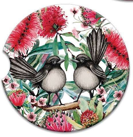 Ceramic Absorbent Car Coaster - Willy Wagtails