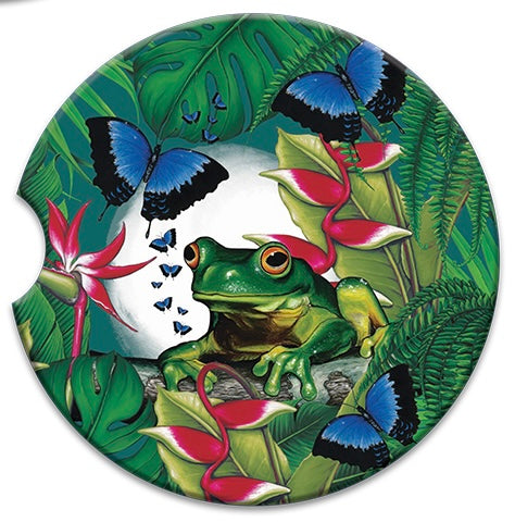 Ceramic Absorbent Car Coaster - Green Frog