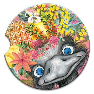 Ceramic Absorbent Car Coaster - Happy Emu