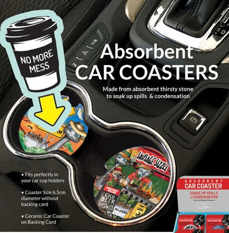 Ceramic Absorbent Car Coaster - Drink O’Clock Camping