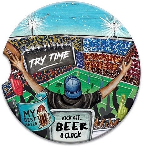 Ceramic Absorbent Car Coaster - NRL Try Time