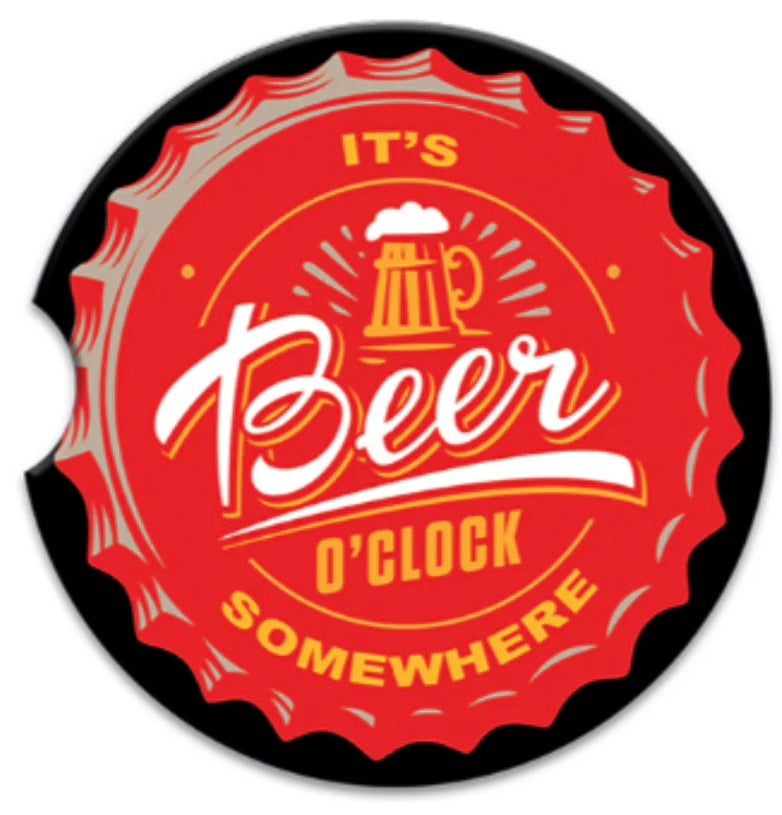 Ceramic Absorbent Car Coaster - Beer O’Clock
