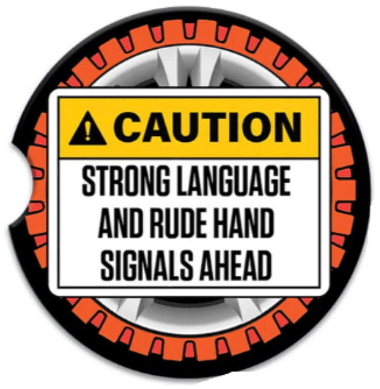 Ceramic Absorbent Car Coaster - Caution