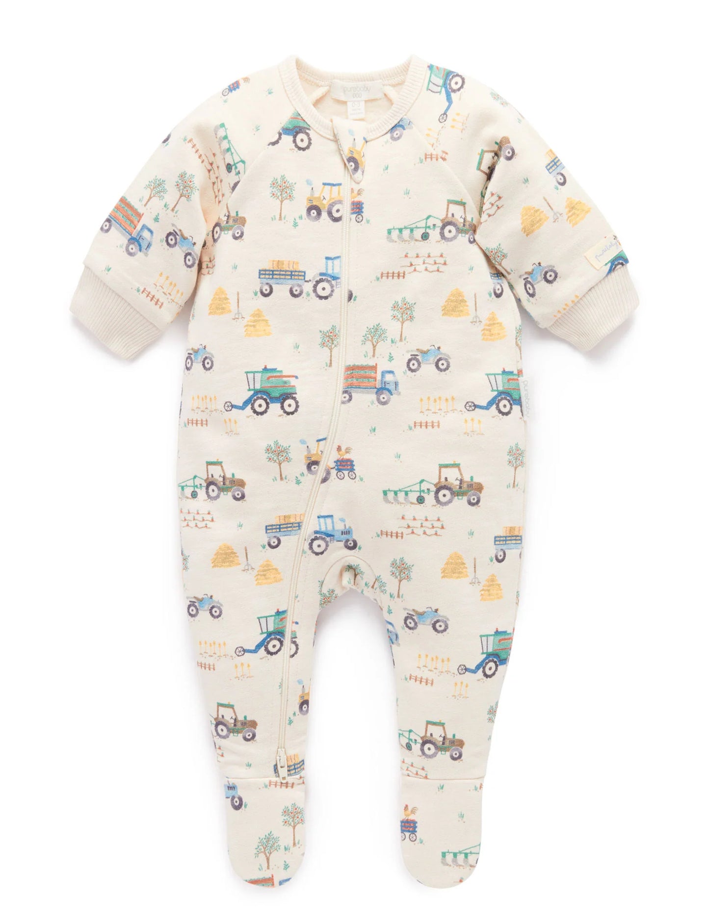 Farm Vehicles Fleece Zip Growsuit