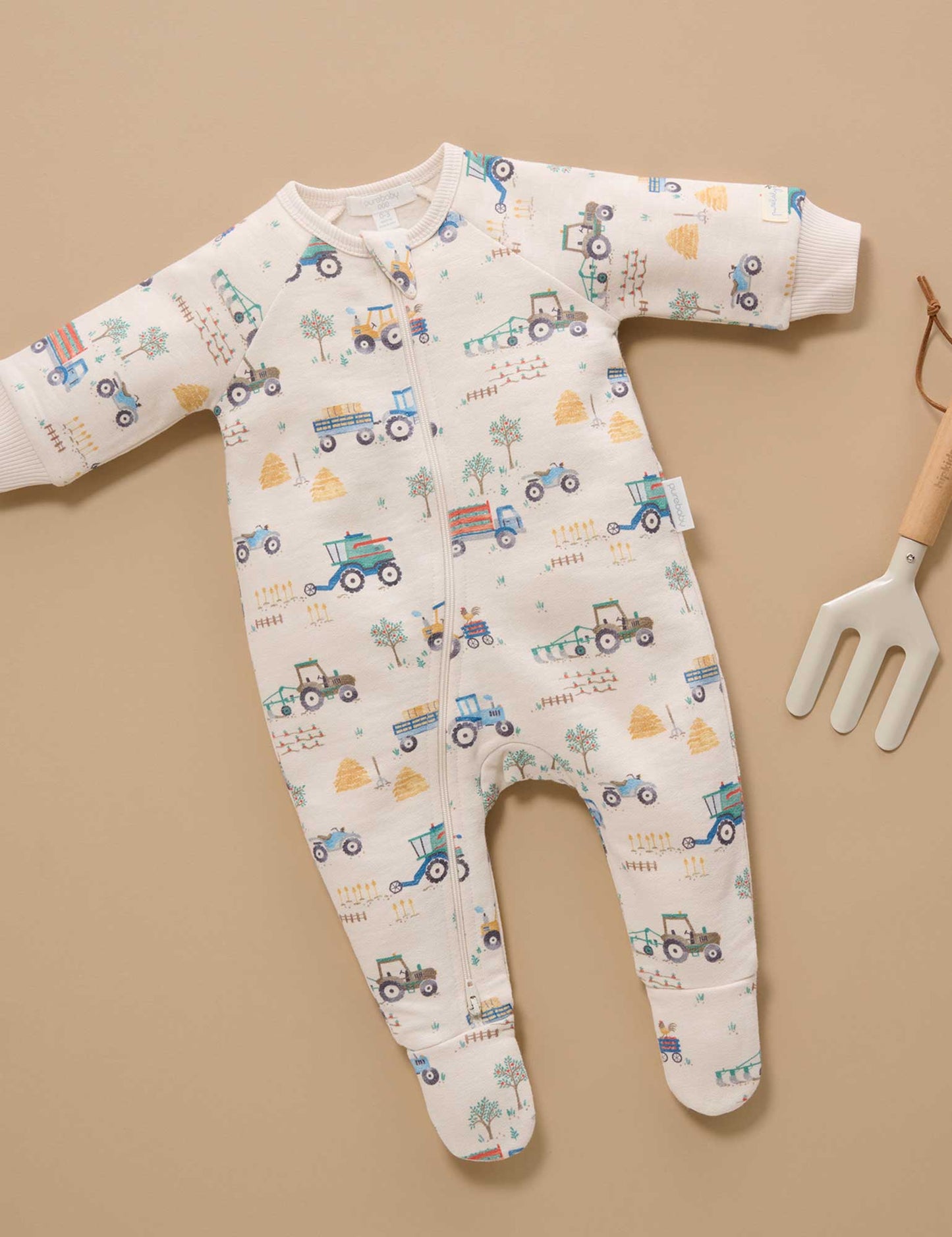Farm Vehicles Fleece Zip Growsuit