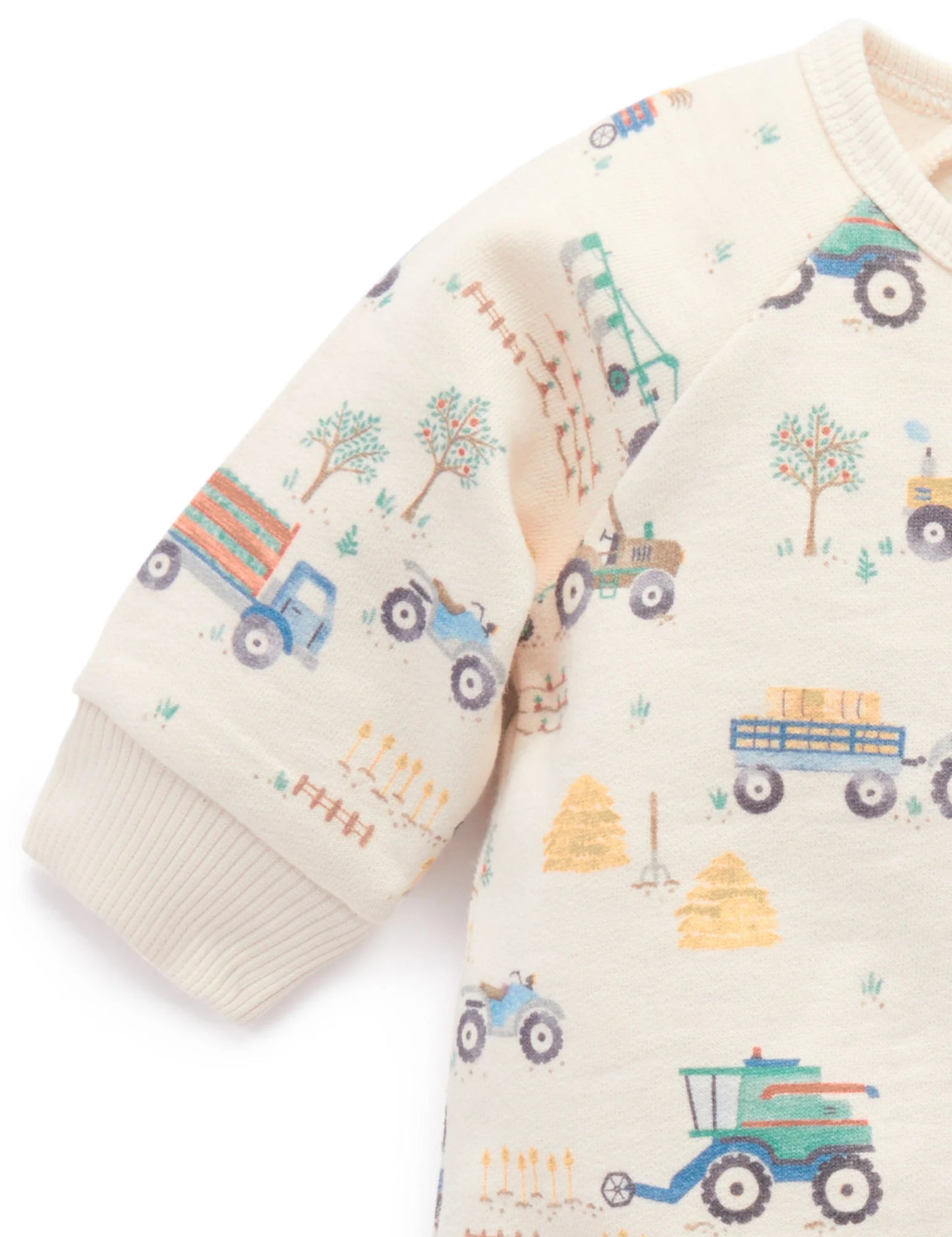 Farm Vehicles Fleece Zip Growsuit