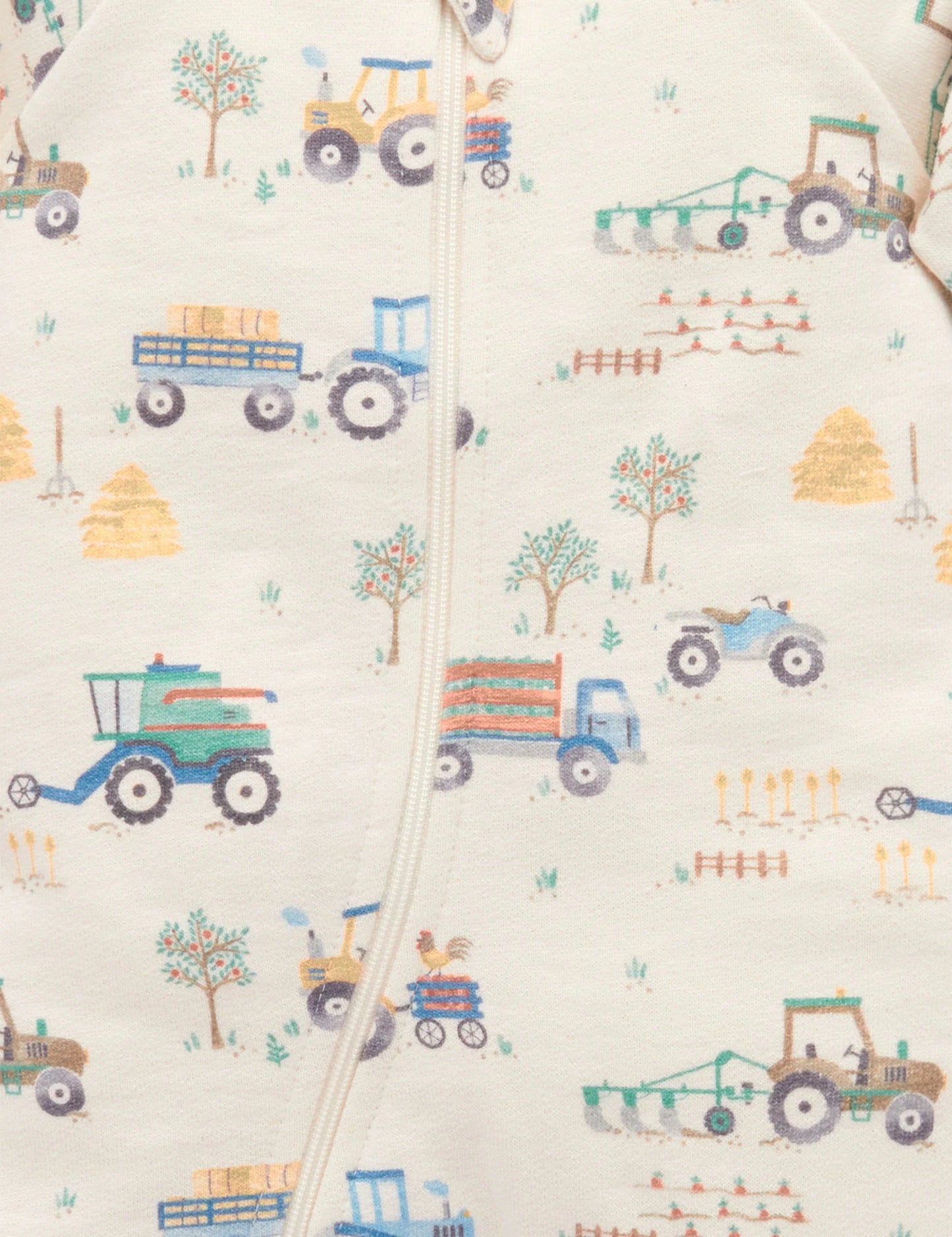 Farm Vehicles Fleece Zip Growsuit