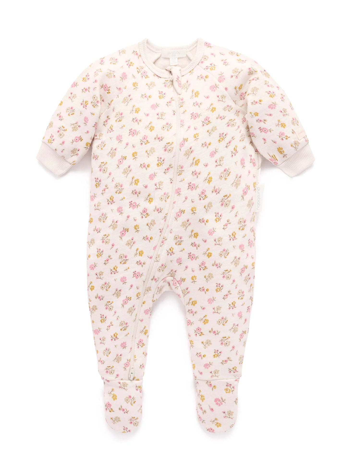 Peach Floral Fleece Zip Growsuit