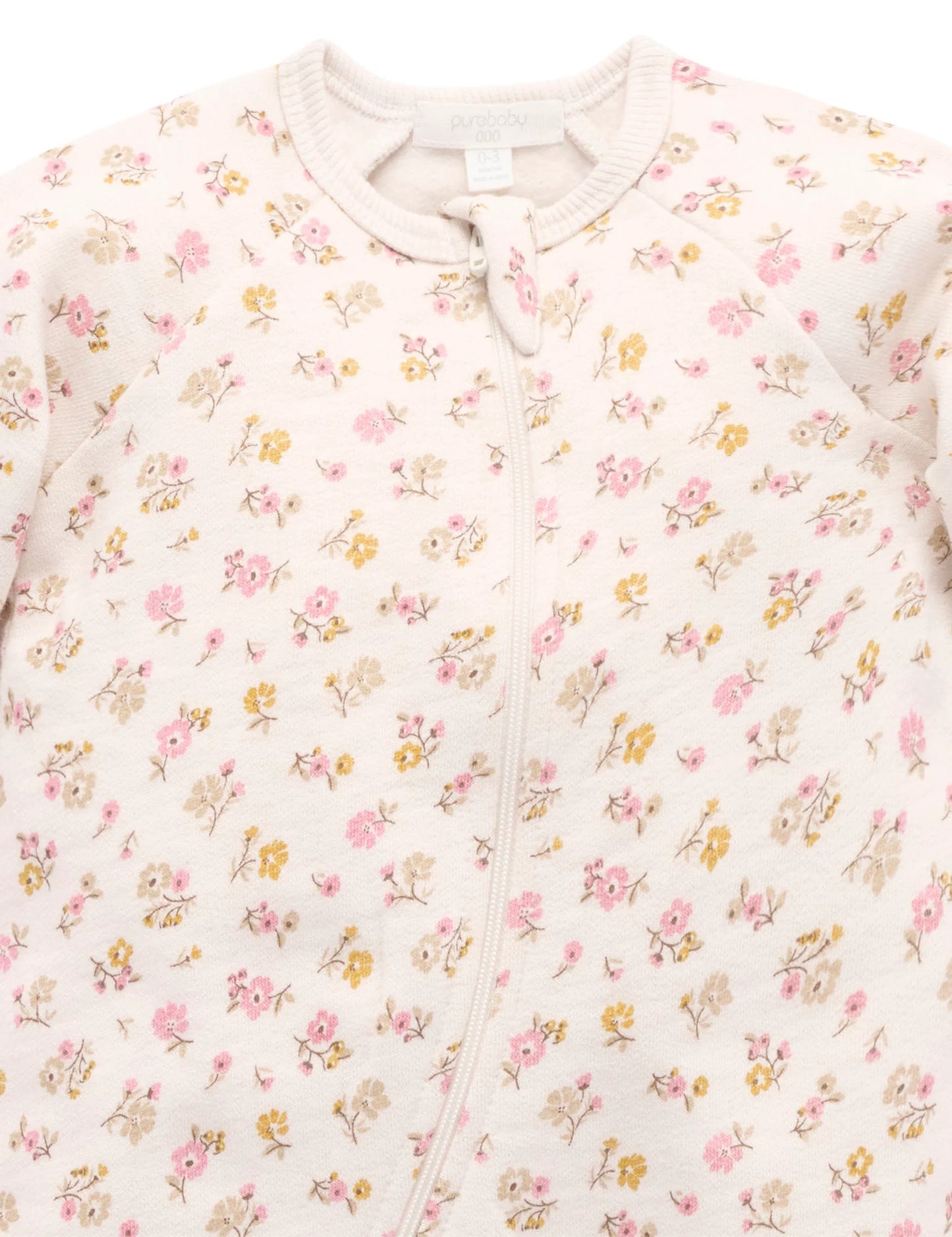 Peach Floral Fleece Zip Growsuit