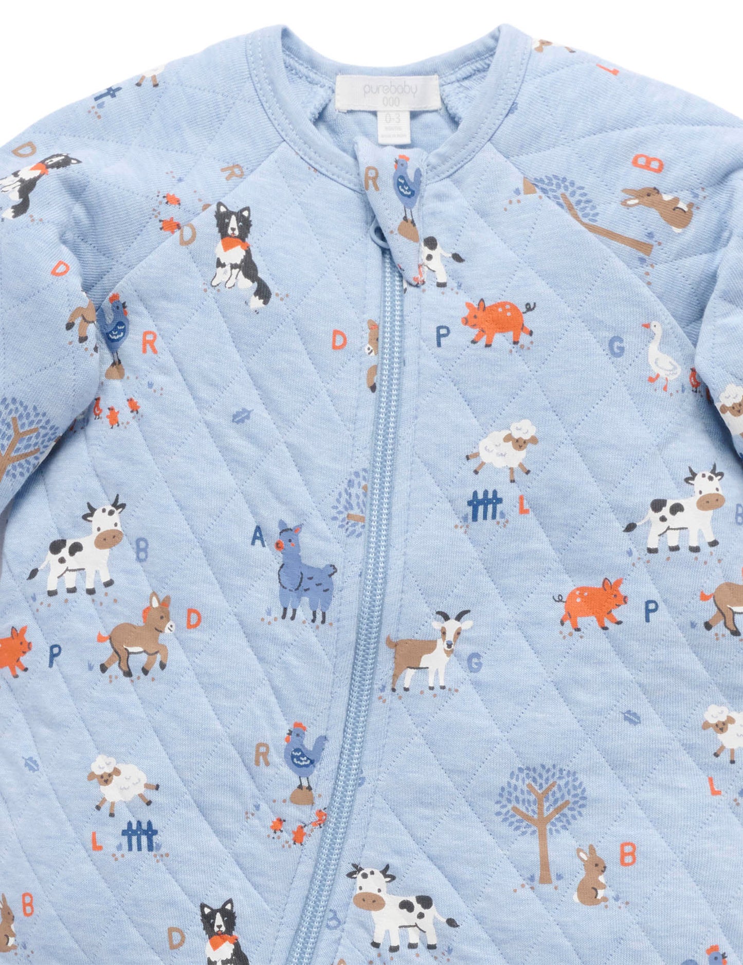 Farm Alphabet Quilted Growsuit