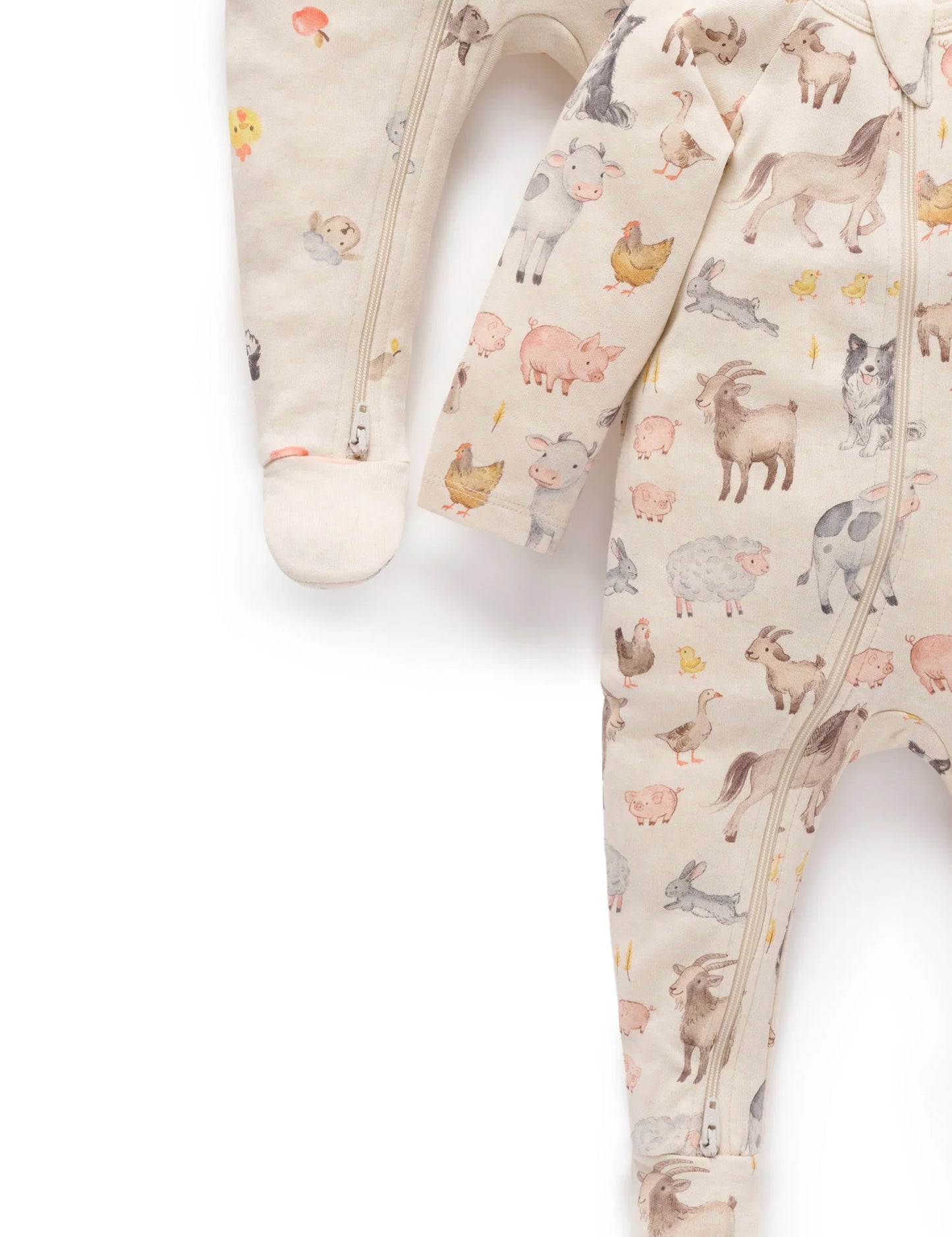 Farm Animals 2 Pack Zip Growsuits